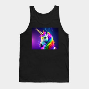 Colourful unicorn in vivid rainbow colours Tank Top